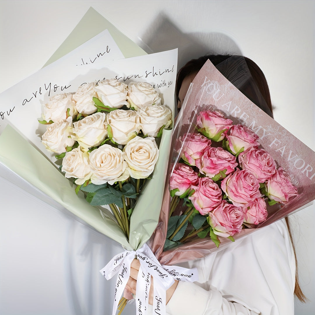 7-Piece Realistic Fire-Burned Rose Bouquet Set