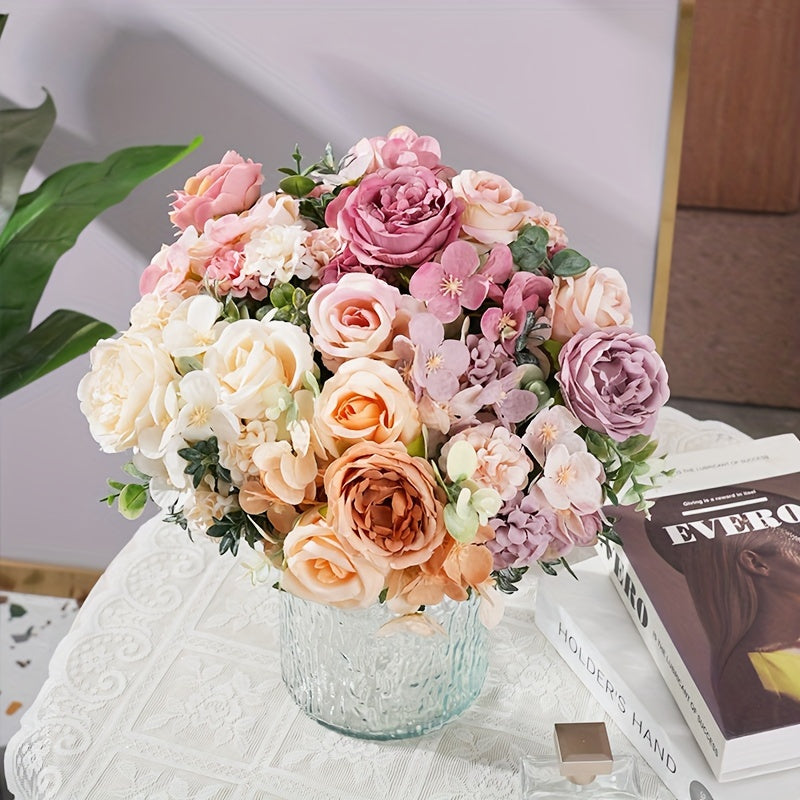 UV-Resistant Artificial Peony Bouquet with 7 Realistic Blooms