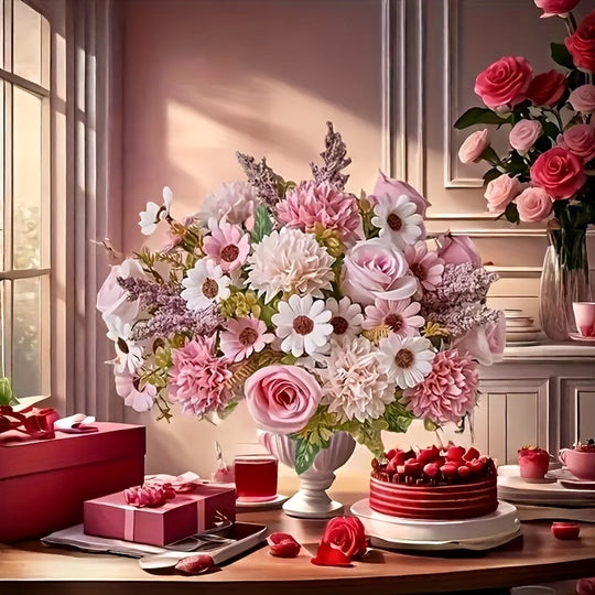 Set of 2 Realistic Artificial Rose Bouquets