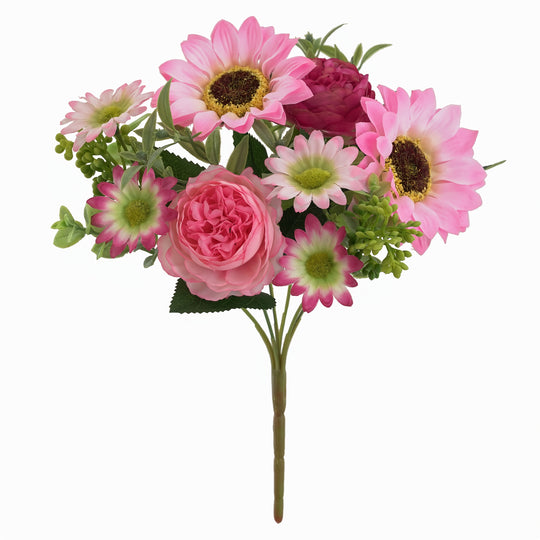 Set of 4 Elegant Artificial Peony and Sunflower Bouquets