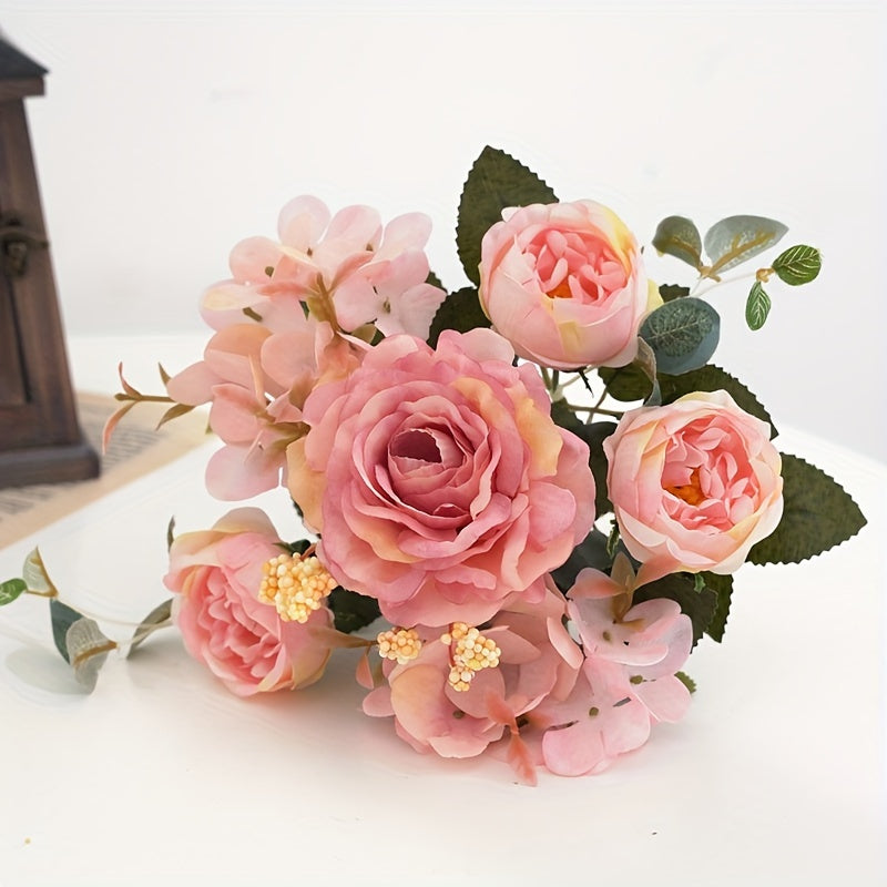 UV-Resistant Artificial Peony and Rose Bouquet