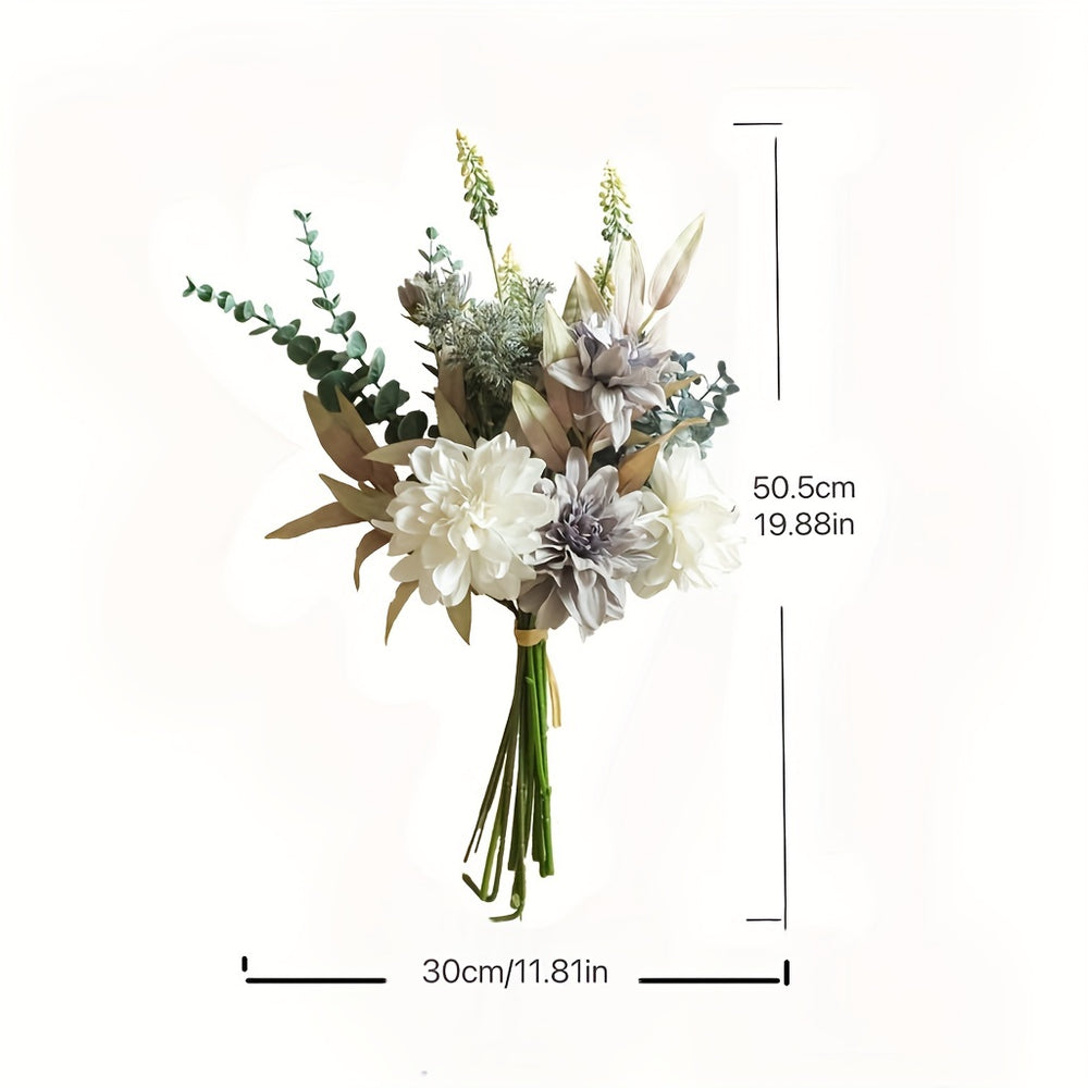 Artificial Dahlia and Eucalyptus Flower Bouquet