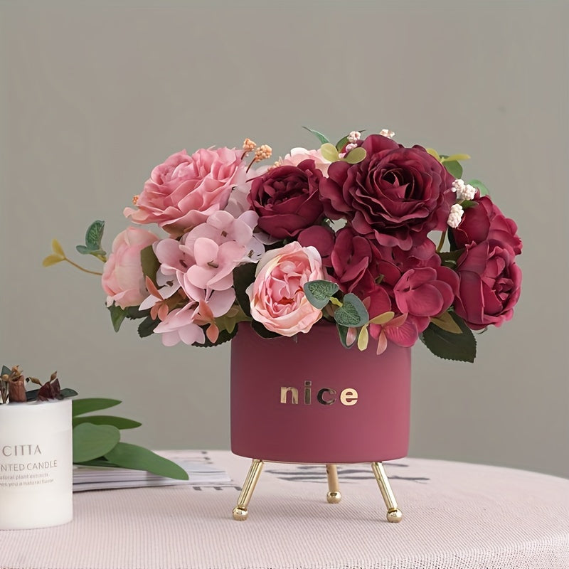 UV-Resistant Artificial Peony and Rose Bouquet