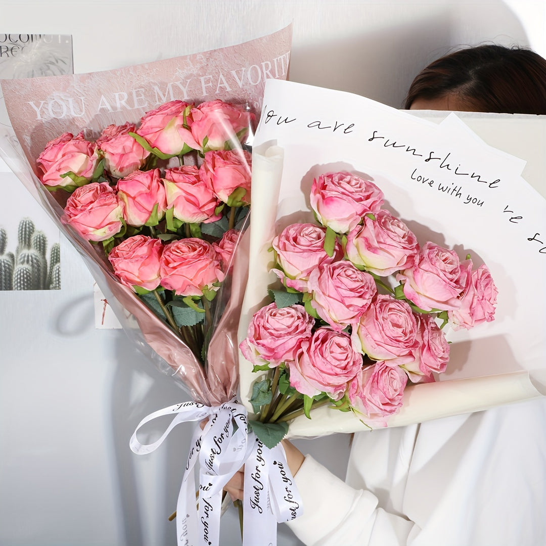7-Piece Realistic Fire-Burned Rose Bouquet Set