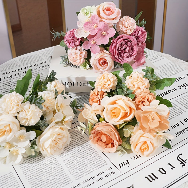 UV-Resistant Artificial Peony Bouquet with 7 Realistic Blooms