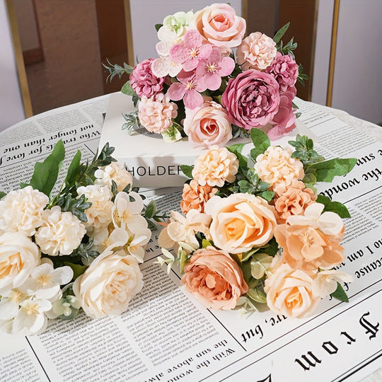UV-Resistant Artificial Peony Bouquet with 7 Realistic Blooms