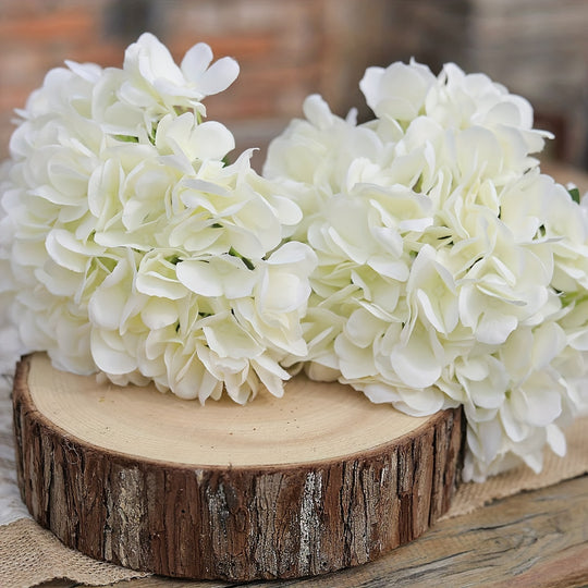 Set of 6 Elegant White Hydrangea Bouquets with Stems