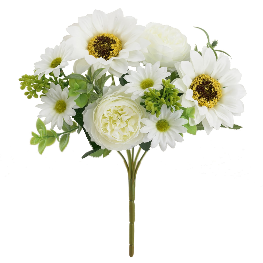 Set of 1/4 Elegant Artificial Peony and Sunflower Bouquets