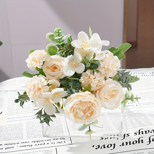 Single UV-Resistant Artificial Peony Bouquet Featuring 7 Lifelike Blooms