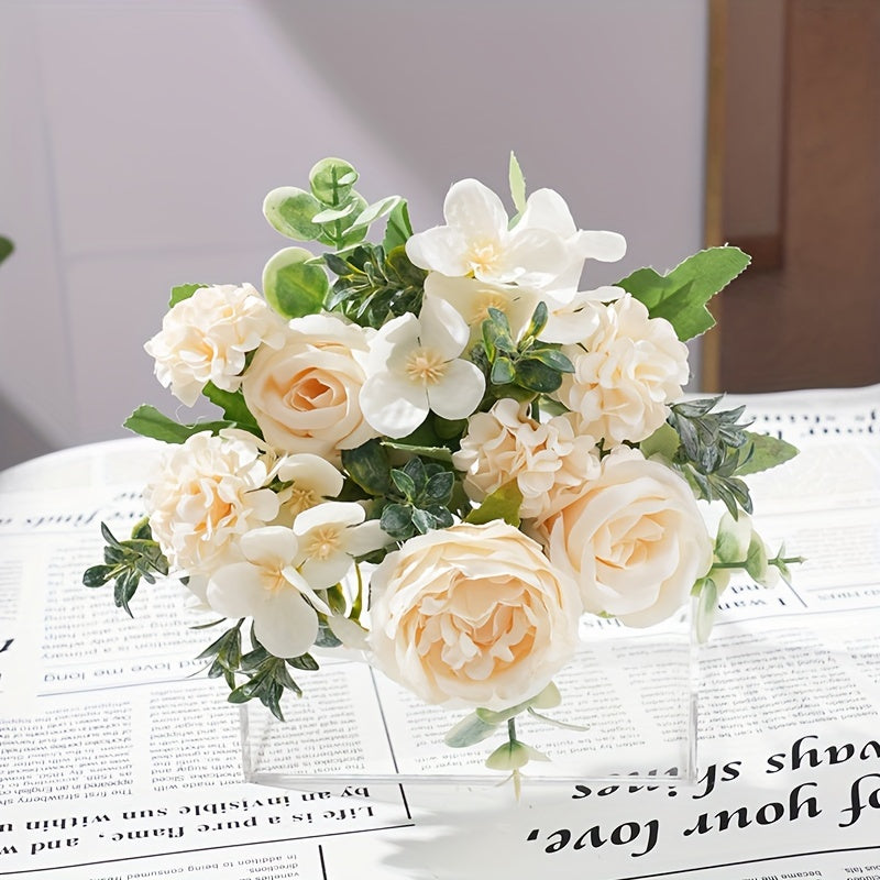 UV-Resistant Artificial Peony Bouquet with 7 Realistic Blooms