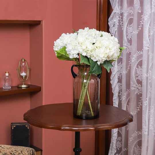 6-Piece Elegant White Hydrangea Bouquet with Stems