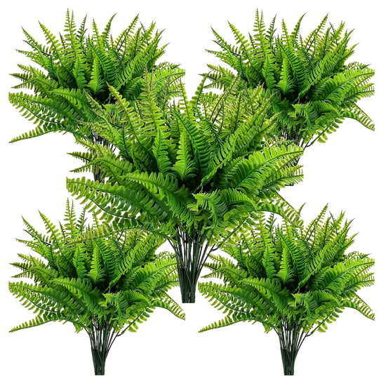 Set of 5 UV-Resistant Artificial Boston Ferns