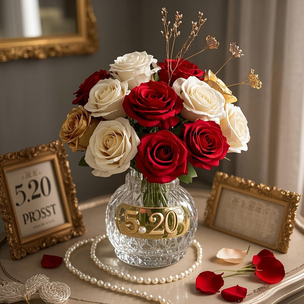 12-Piece Lifelike Artificial Rose Bouquet