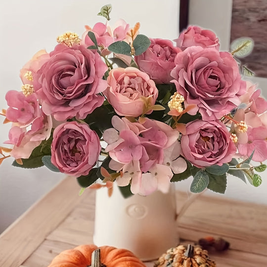 UV-Resistant Artificial Peony and Rose Bouquet