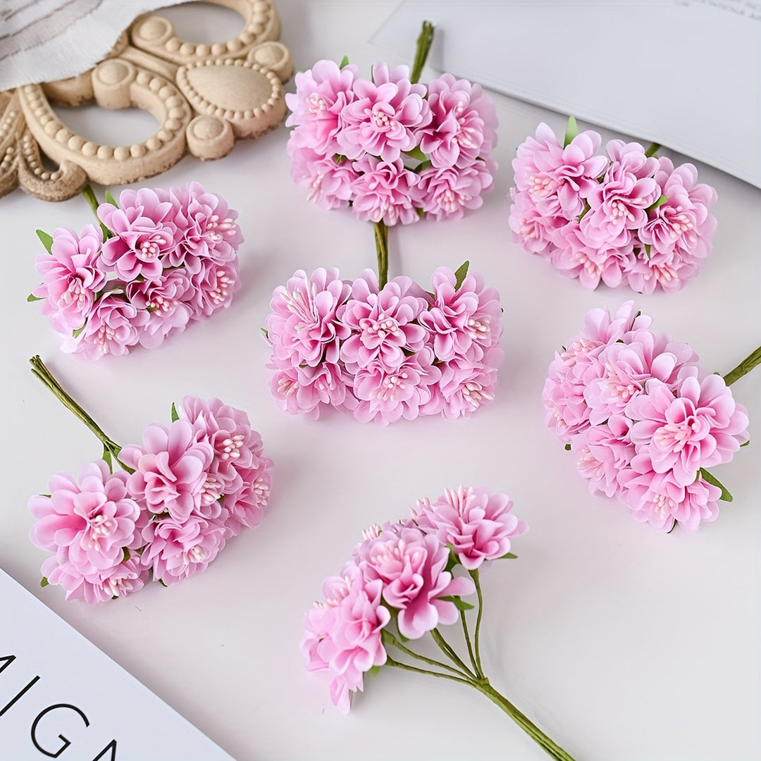 Mini Artificial Hydrangea Bouquet - 1 Piece with 6 Heads