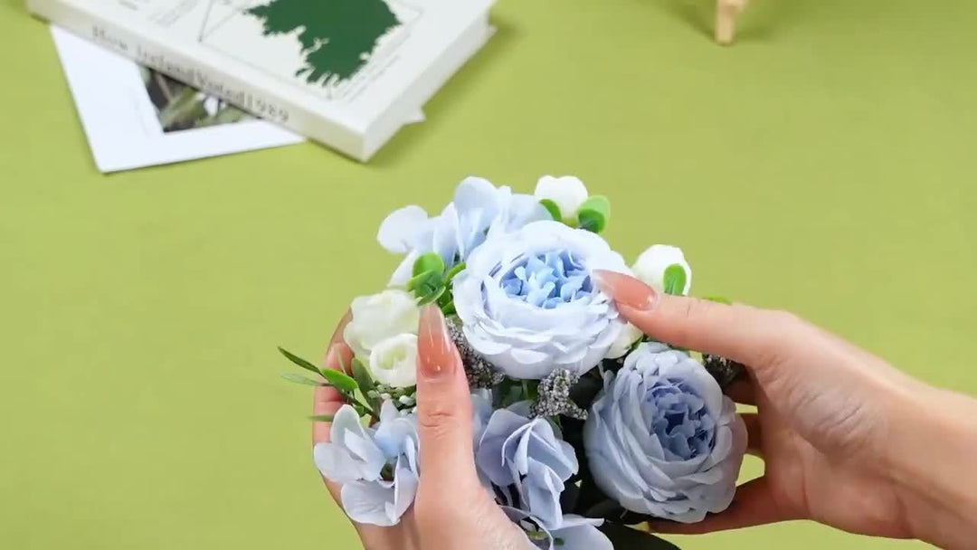 Set of 3 Silk Peony and Hydrangea Faux Flower Bouquets