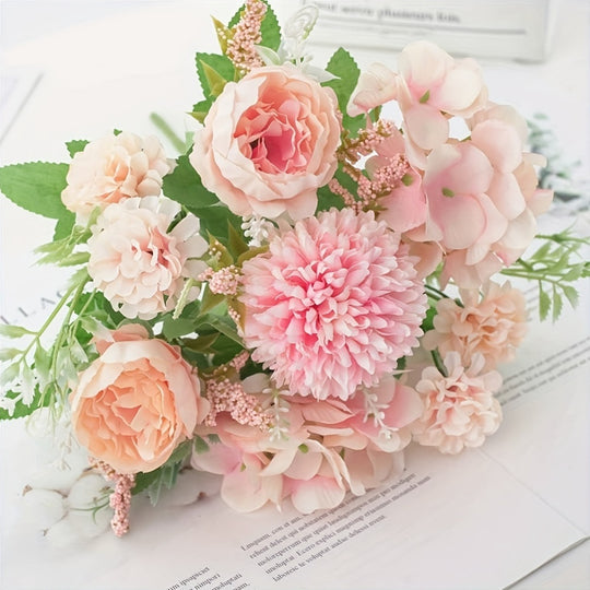 Set of 4 Luxurious Silk Peony and Hydrangea Bouquets