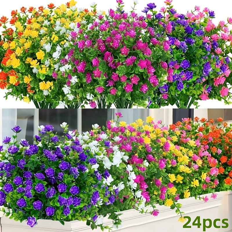 24-Pack UV-Resistant Faux Boxwood Plants
