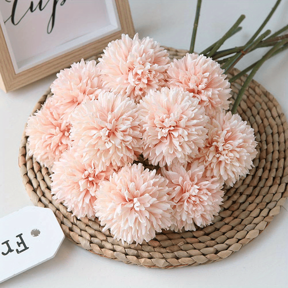 Set of 5 Realistic White Artificial Chrysanthemum Flower Balls