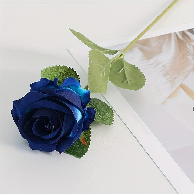 Realistic Artificial Rose Bouquet - Set of 10 with Stems