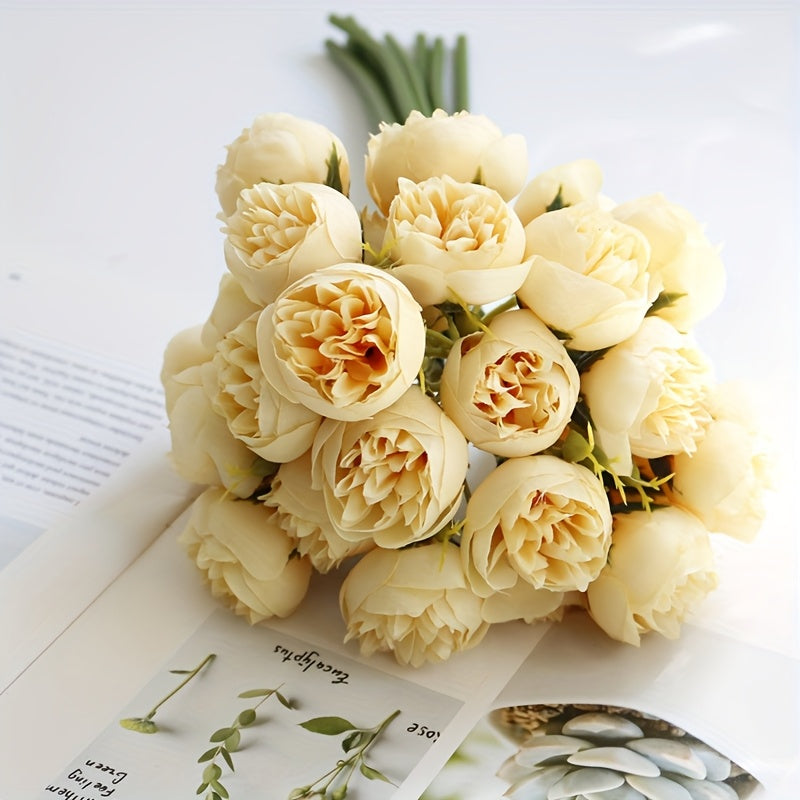 27-Headed Artificial Small Peony Flower Bunch