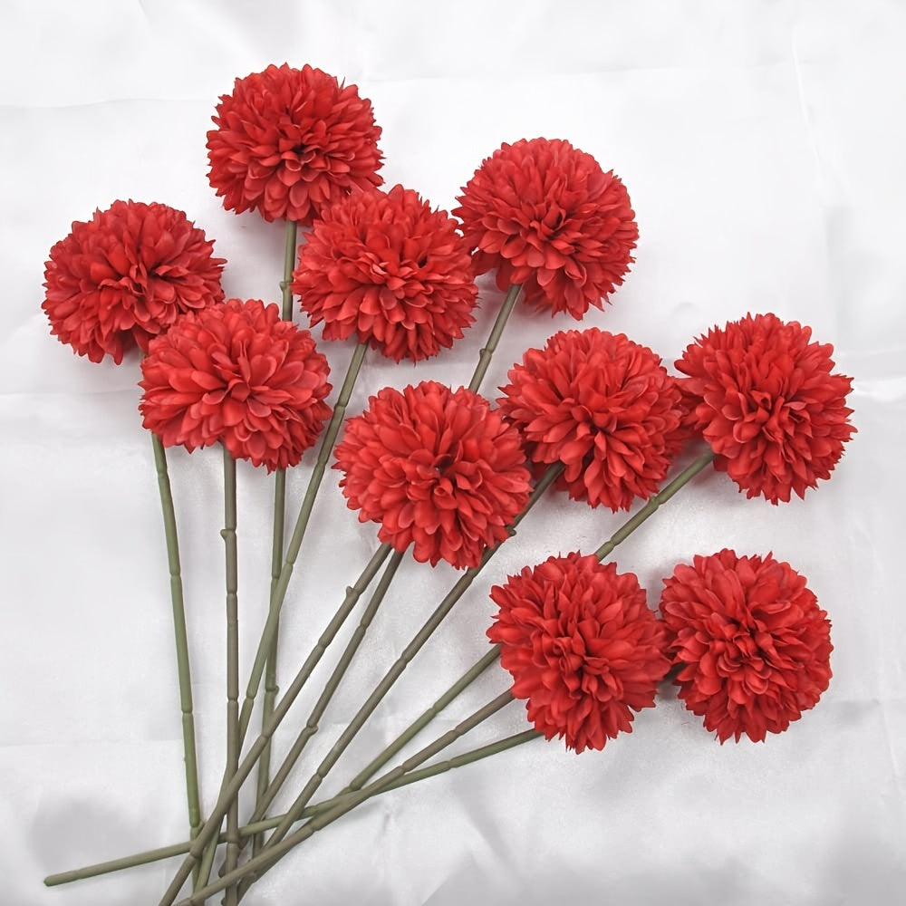 Set of 5 Realistic White Artificial Chrysanthemum Flower Balls