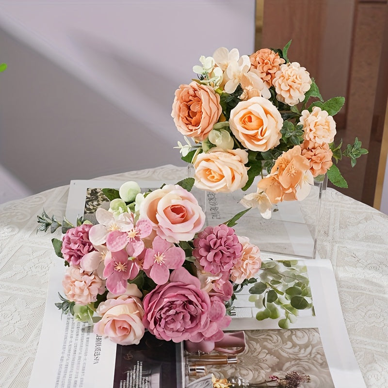 UV-Resistant Artificial Peony Bouquet with 7 Realistic Blooms