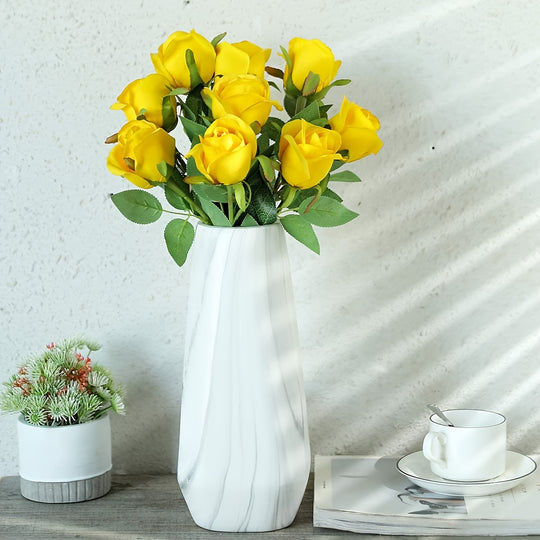 Set of 10 Artificial Yellow Rose Flowers