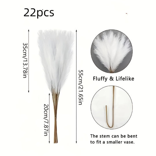 22-Piece Artificial Pampas Grass Stem Set
