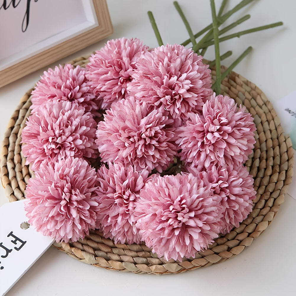 Set of 5 Realistic White Artificial Chrysanthemum Flower Balls