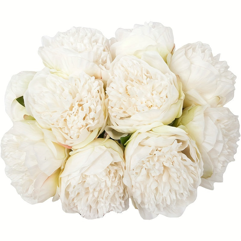 Set of 10 Realistic Large White Peony Artificial Flowers
