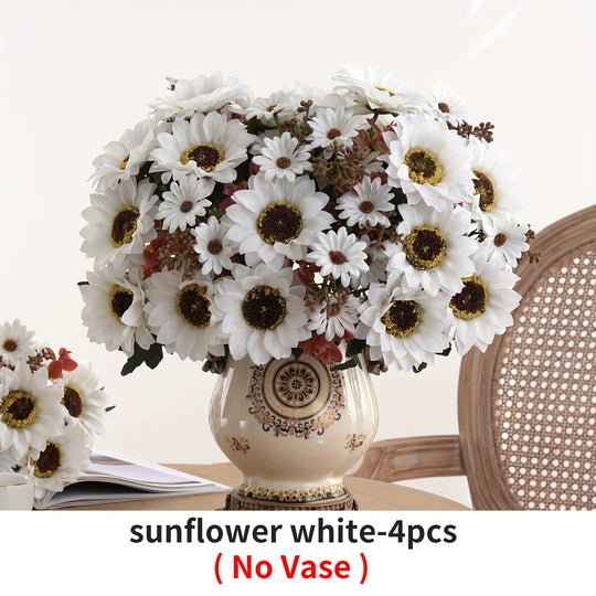 Set of 1/4 Elegant Artificial Peony and Sunflower Bouquets
