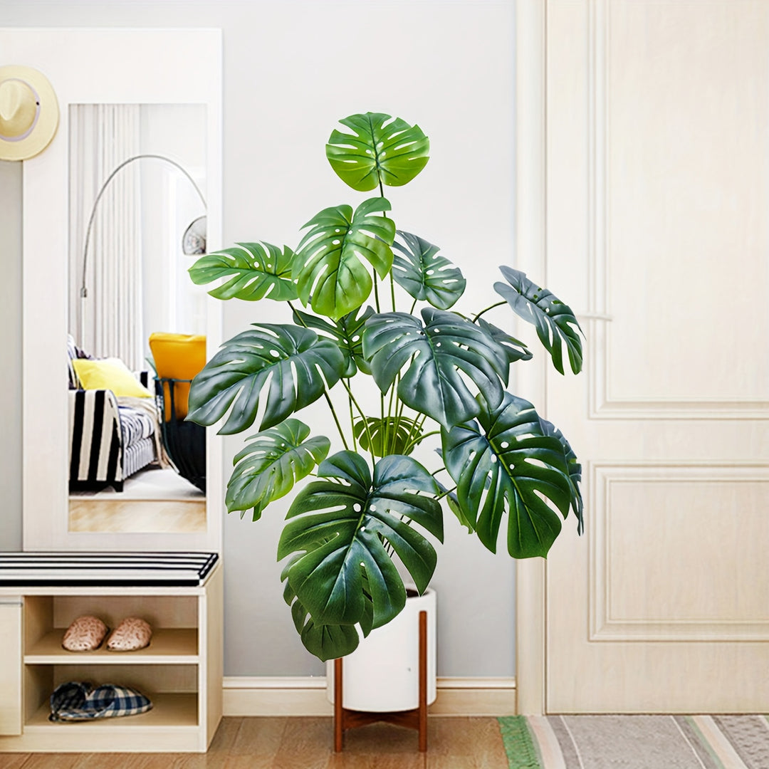 Single Artificial Monstera Deliciosa Plant - (31.5 inches) with Large Green Leaves