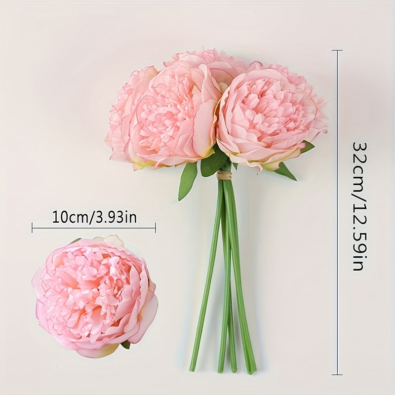 Set of 10 Realistic Large White Peony Artificial Flowers