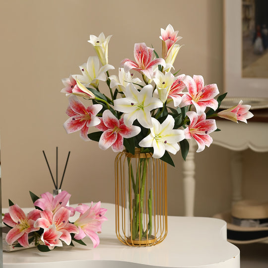 Set of 6 Realistic Artificial Silk Lily Flowers