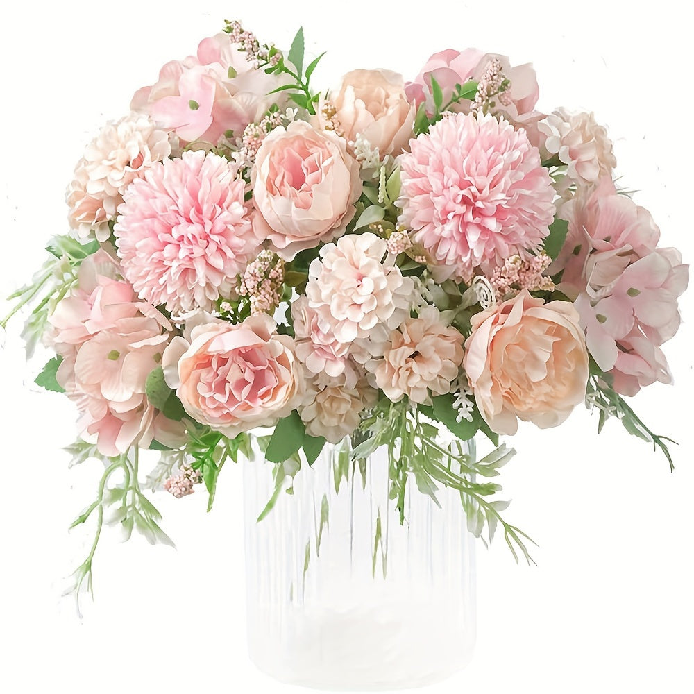 Set of 4 Luxurious Silk Peony and Hydrangea Bouquets