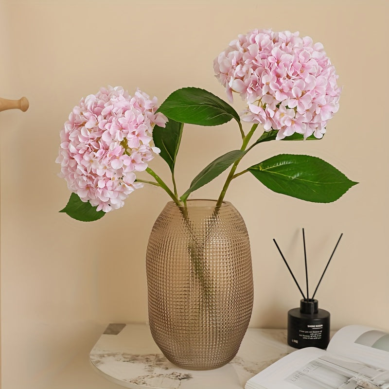 Set of 3 Realistic Pink Artificial Hydrangea Bouquets with Green Stems