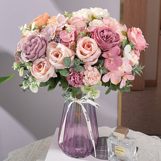 UV-Resistant Artificial Peony Bouquet with 7 Realistic Blooms