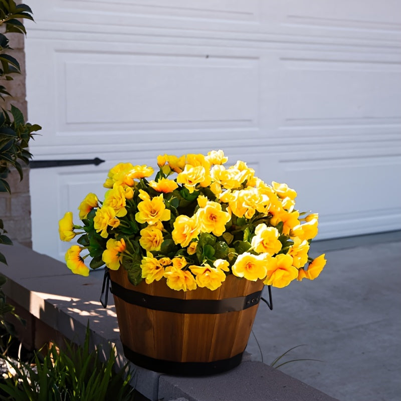 Set of 4 UV-Resistant Lifelike Yellow Camellia Artificial Flowers