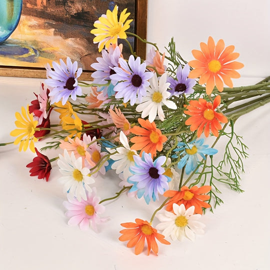Set of 4 - 21.2in/53cm Artificial Daisy Bouquets - Perfect for Home Decor, Weddings, and Special Occasions!