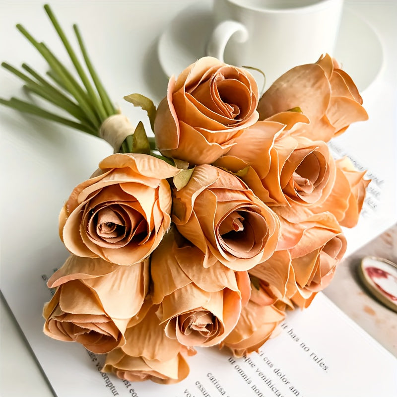 Set of 6 White Fabric Artificial Flowers
