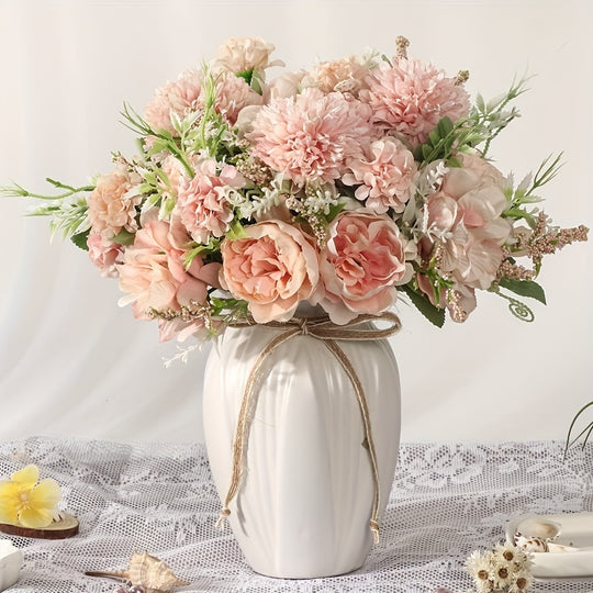 Set of 4 Luxurious Silk Peony and Hydrangea Bouquets