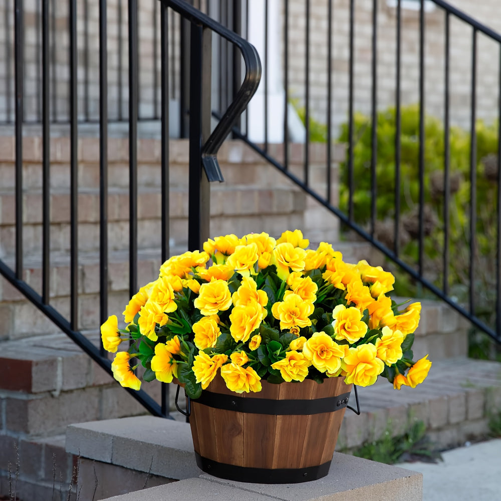 Set of 4 UV-Resistant Lifelike Yellow Camellia Artificial Flowers