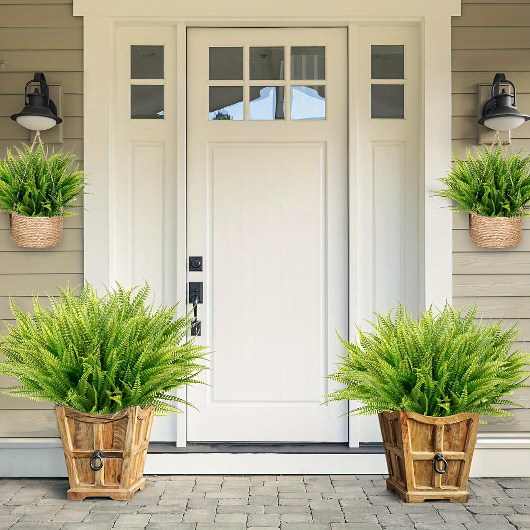 12 Bunches of UV-Resistant Artificial Boston Fern Plants