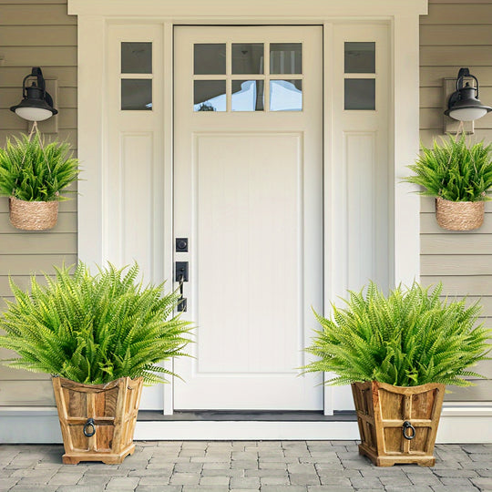12 Bunches of UV-Resistant Artificial Boston Fern Plants