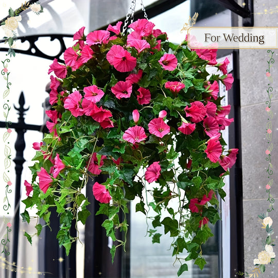 24 Bunches of UV-Resistant Artificial Morning Glory and Petunia Flowers