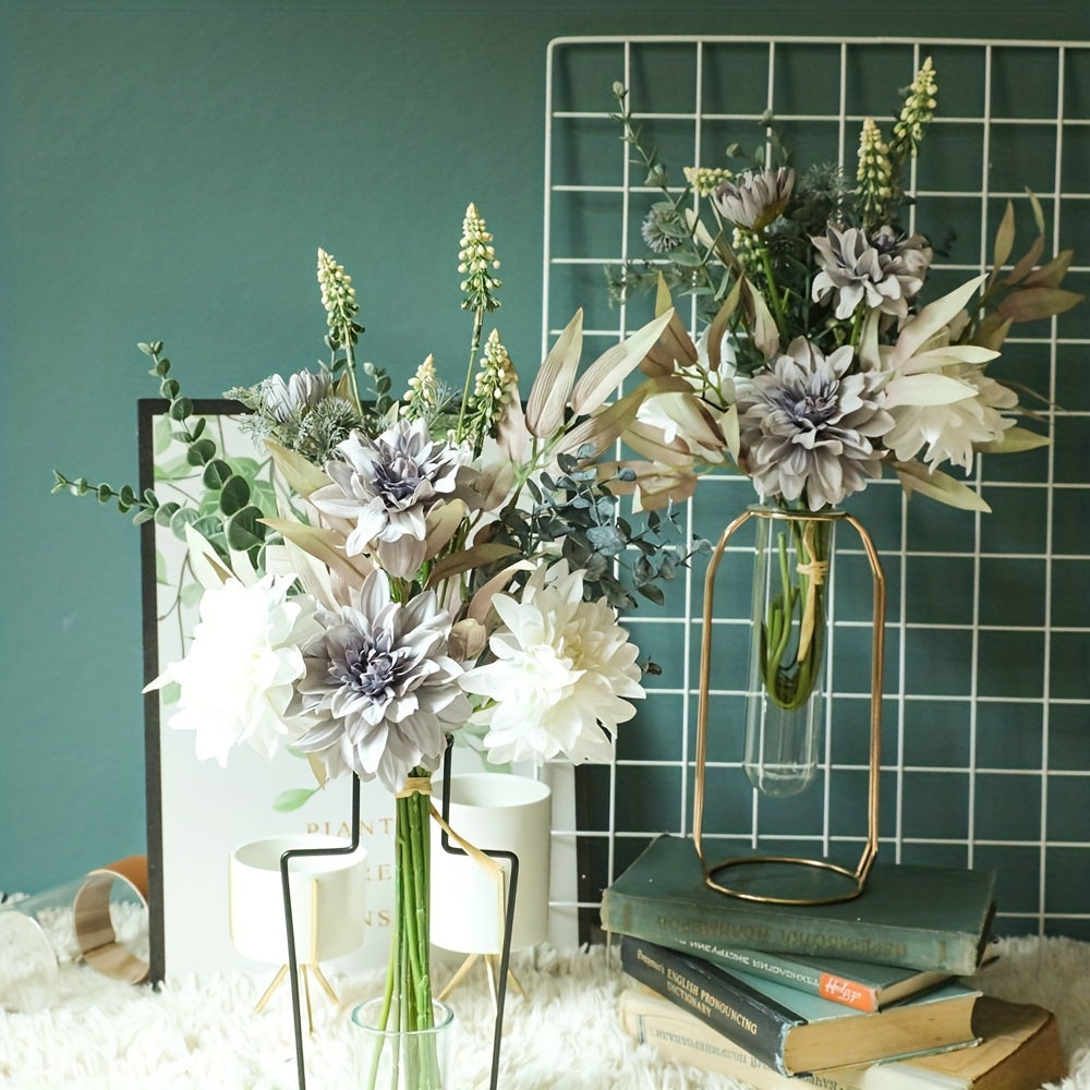 Artificial Dahlia and Eucalyptus Flower Bouquet