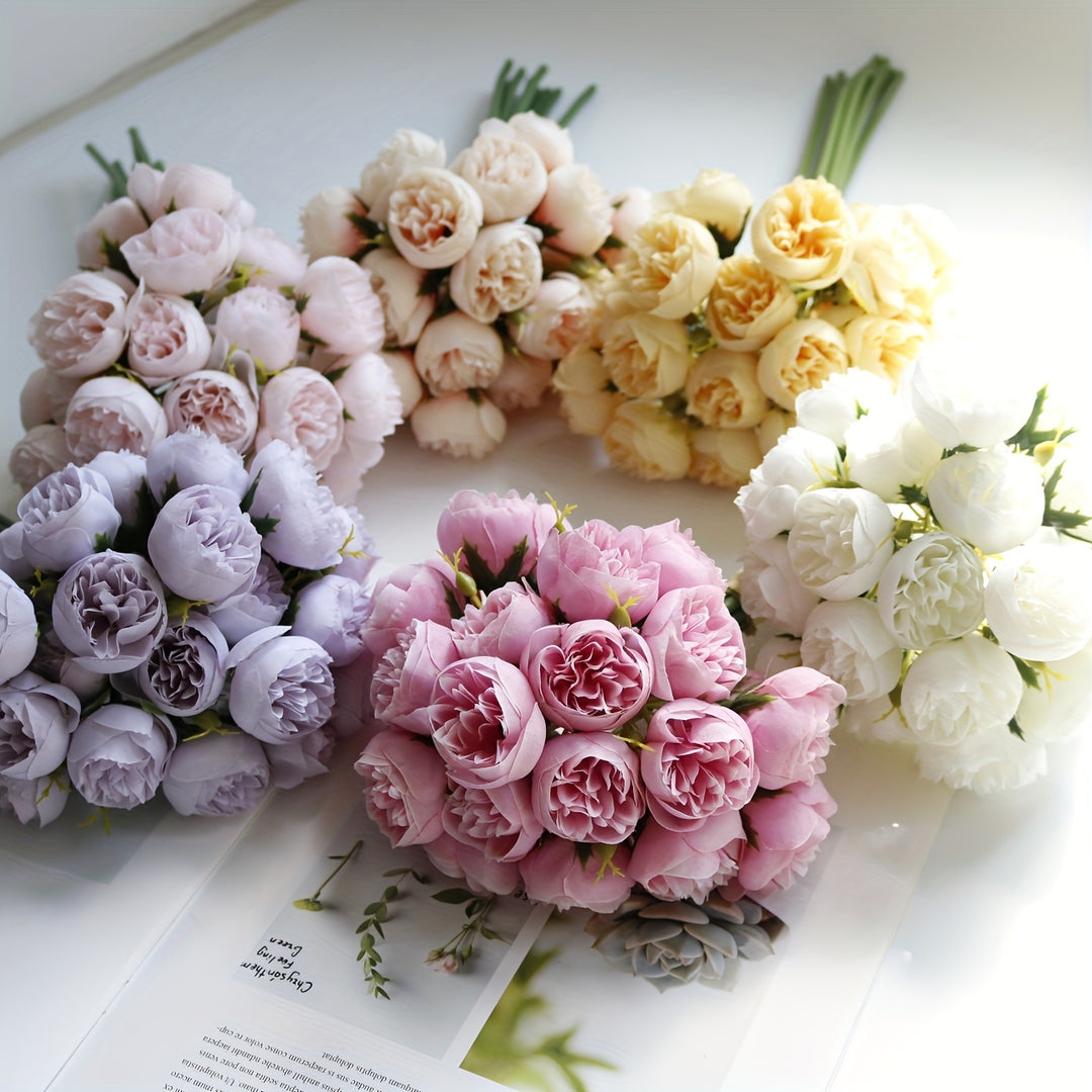 27-Headed Artificial Small Peony Flower Bunch