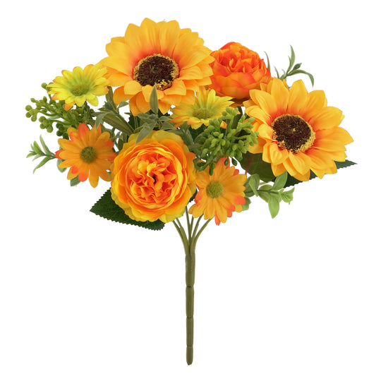 Set of 4 Elegant Artificial Peony and Sunflower Bouquets