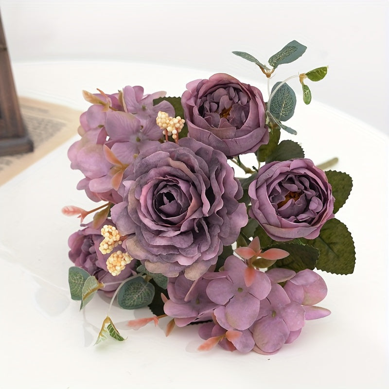 UV-Resistant Artificial Peony and Rose Bouquet